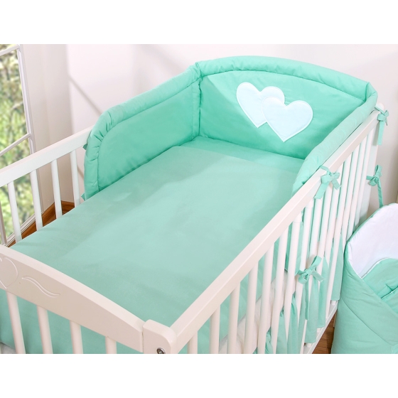 Bedding set for Baby Bed 2-pcs- Hanging Hearts mint