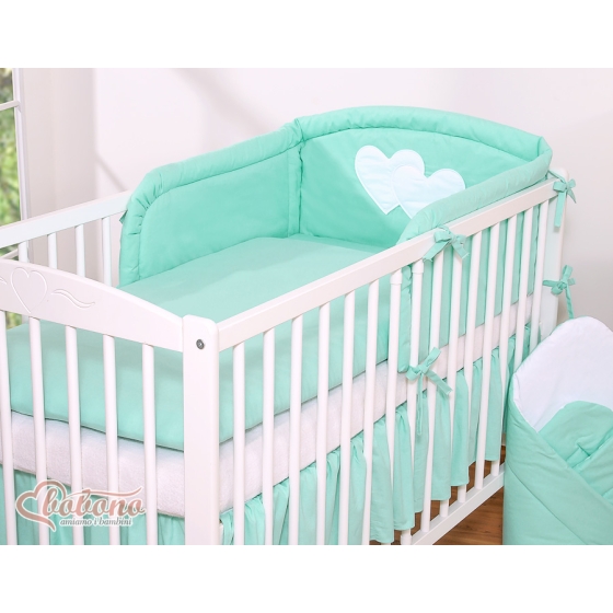 Bedding set for Baby Bed 2-pcs- Hanging Hearts mint