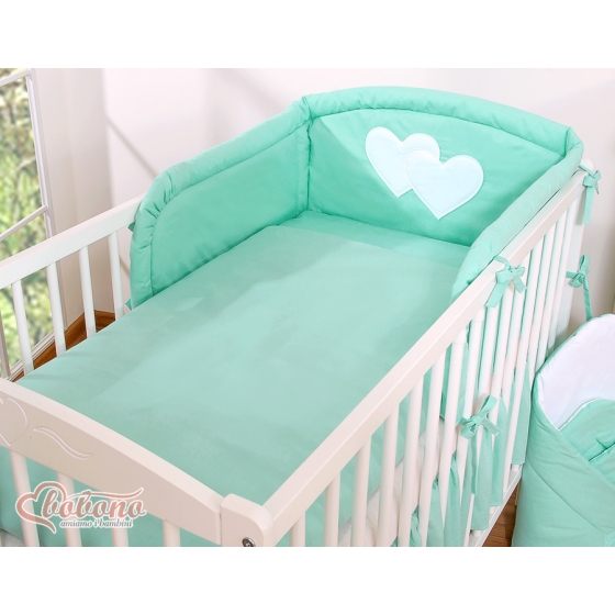 Bedding set for Baby Bed 2-pcs- Hanging Hearts mint