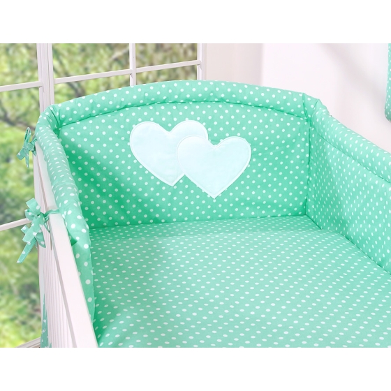 Bedding set for Baby Bed 2-pcs- Hanging Hearts mint dots