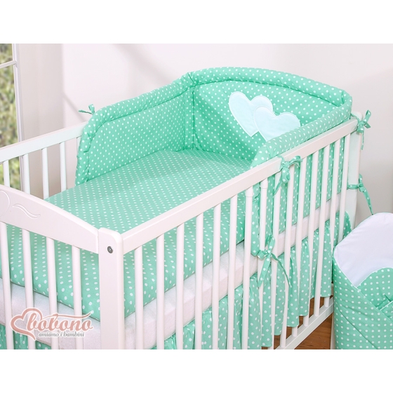 Bedding set for Baby Bed 2-pcs- Hanging Hearts mint dots