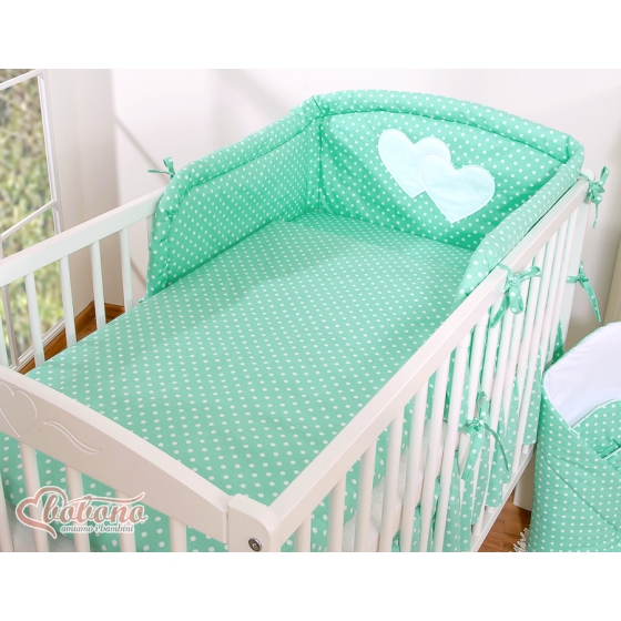 Bedding set for Baby Bed 2-pcs- Hanging Hearts mint dots
