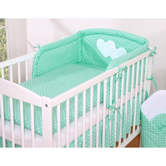 Bedding set for Baby Bed 2-pcs- Hanging Hearts mint dots