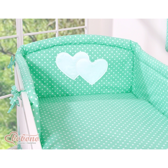Bedding set for Baby Bed 2-pcs- Hanging Hearts mint dots