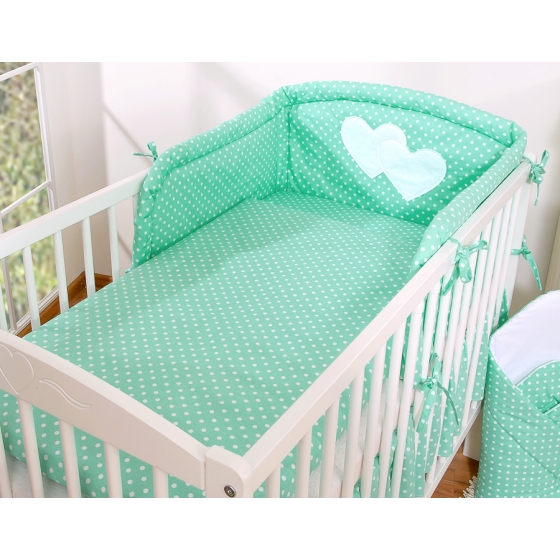 Bedding set for Baby Bed 2-pcs- Hanging Hearts mint dots