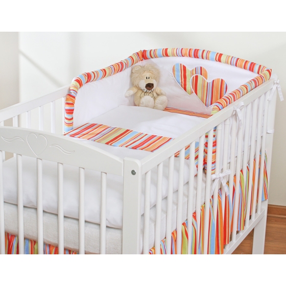 Bedding set for Baby Bed 2-pcs- Hanging Hearts orange stripes