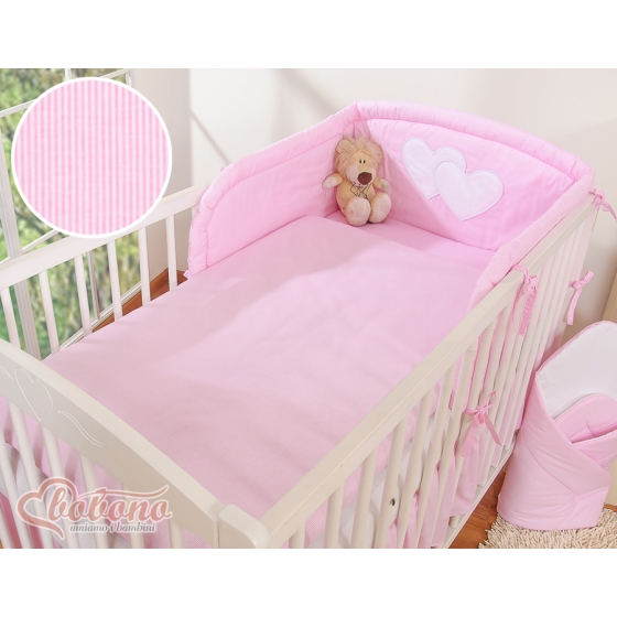 Bedding set for Baby Bed 2-pcs- Hanging Hearts pink stripes