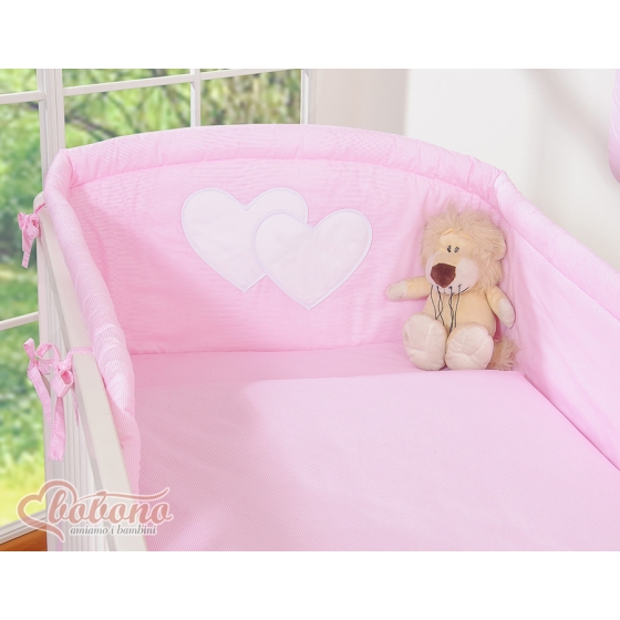 Bedding set for Baby Bed 2-pcs- Hanging Hearts pink stripes