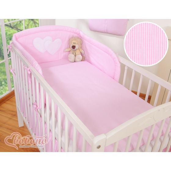 Bedding set for Baby Bed 2-pcs- Hanging Hearts pink stripes