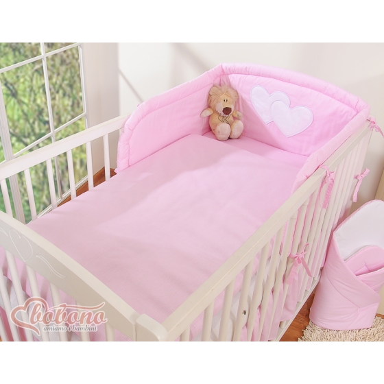 Bedding set for Baby Bed 2-pcs- Hanging Hearts pink stripes