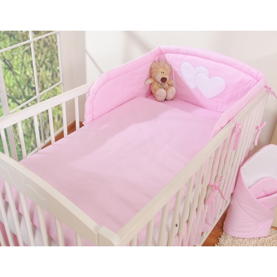 Bedding set for Baby Bed 2-pcs- Hanging Hearts pink stripes
