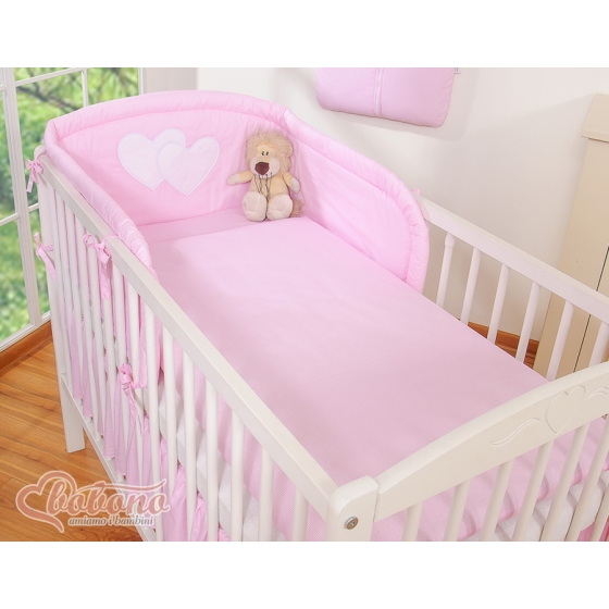 Bedding set for Baby Bed 2-pcs- Hanging Hearts pink stripes