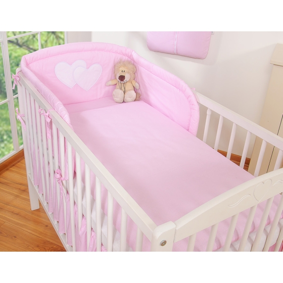 Bedding set for Baby Bed 2-pcs- Hanging Hearts pink stripes