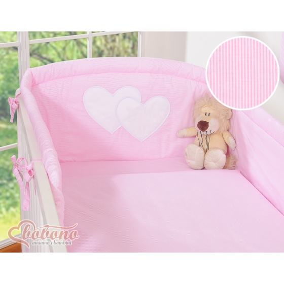 Bedding set for Baby Bed 2-pcs- Hanging Hearts pink stripes