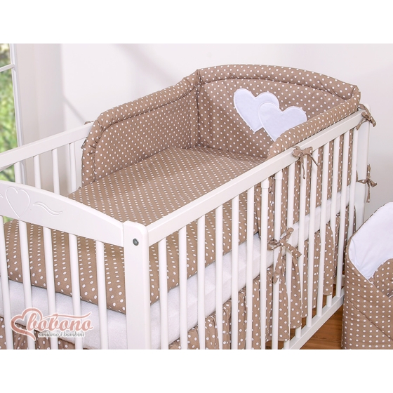 Bedding set for Baby Bed 2-pcs Hanging Hearts white dots on brown