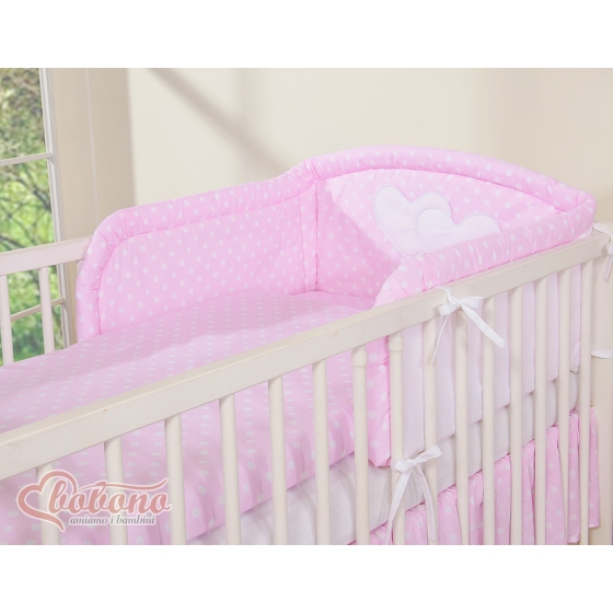 Bedding set for Baby Bed 2-pcs- Hanging Hearts white dots on pink