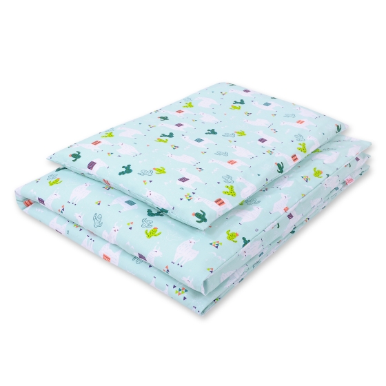 Bedding set for Baby Bed 2-pcs- lama mint
