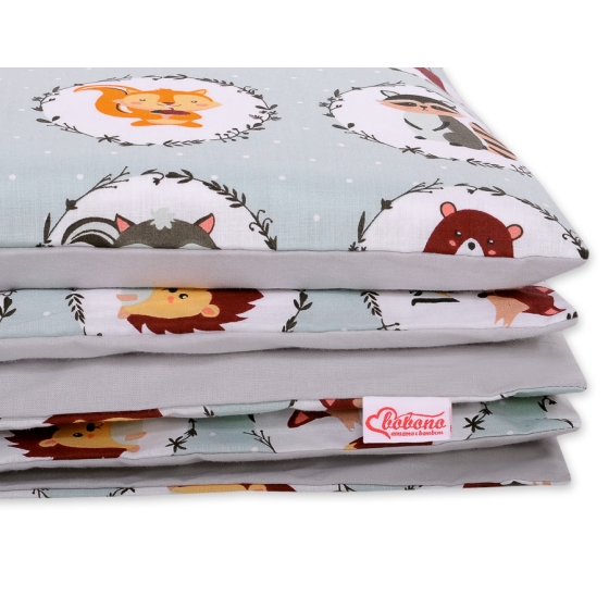 Bedding set for Baby Bed 2-pcs - mint animals