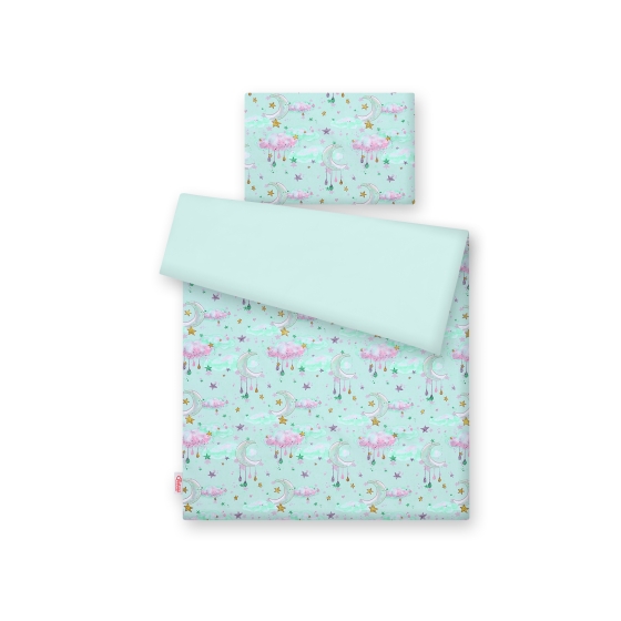 Bedding set for Baby Bed 2-pcs- moons mint