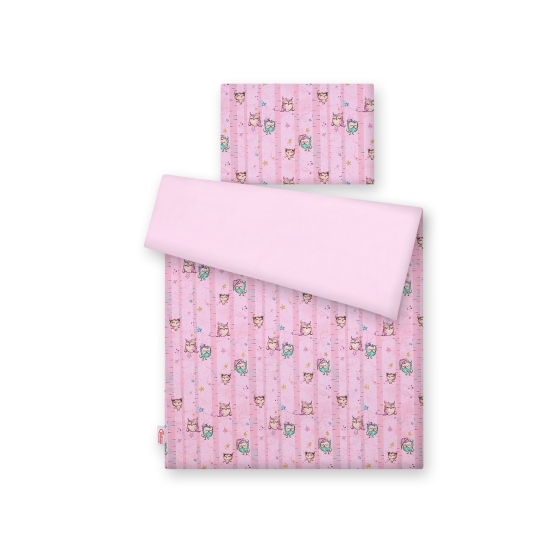 Bedding set for Baby Bed 2-pcs- Owls pink