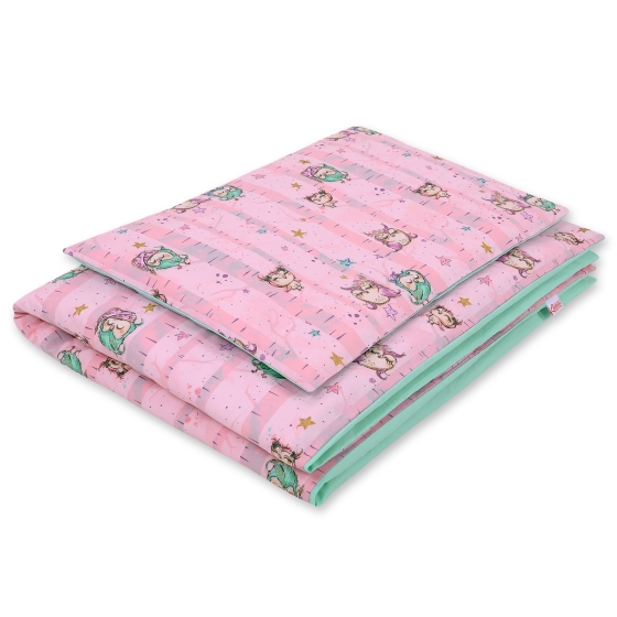 Bedding set for Baby Bed 2-pcs- Owls pink-mint