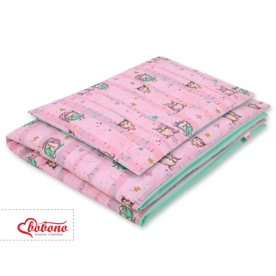Bedding set for Baby Bed 2-pcs- Owls pink-mint