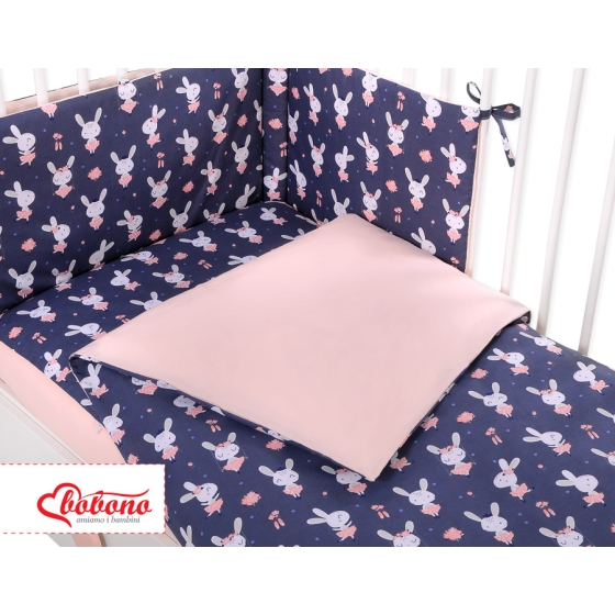 Bedding set for Baby Bed 2-pcs -rabbits navy blue