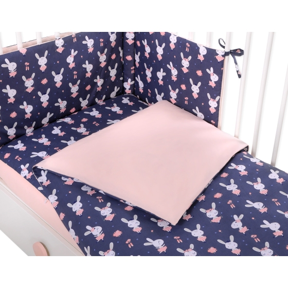 Bedding set for Baby Bed 2-pcs -rabbits navy blue