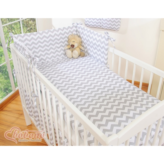 Bedding set for Baby Bed 2-pcs- Simple chevron Gray