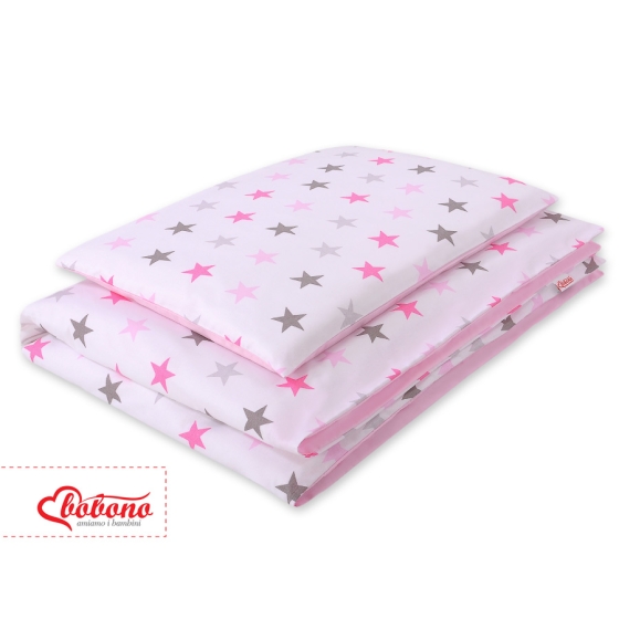 Bedding set for Baby Bed 2-pcs - stars gray - pink /pink