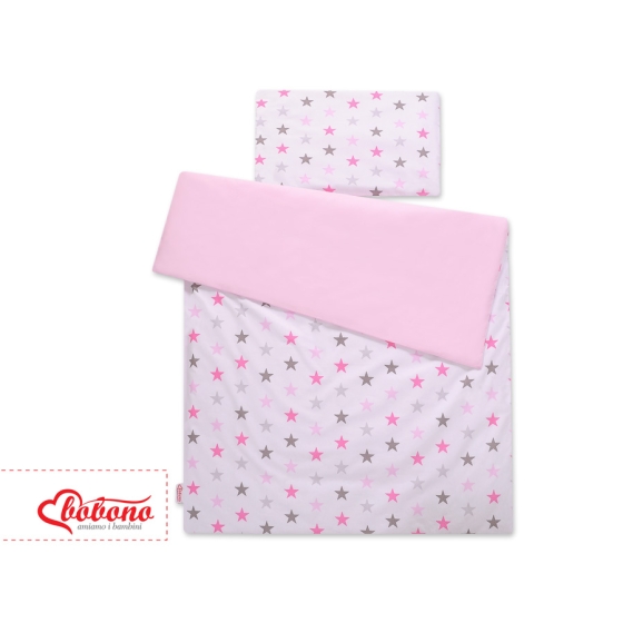 Bedding set for Baby Bed 2-pcs - stars gray - pink /pink