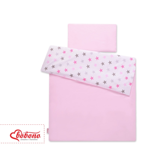 Bedding set for Baby Bed 2-pcs - stars gray - pink /pink