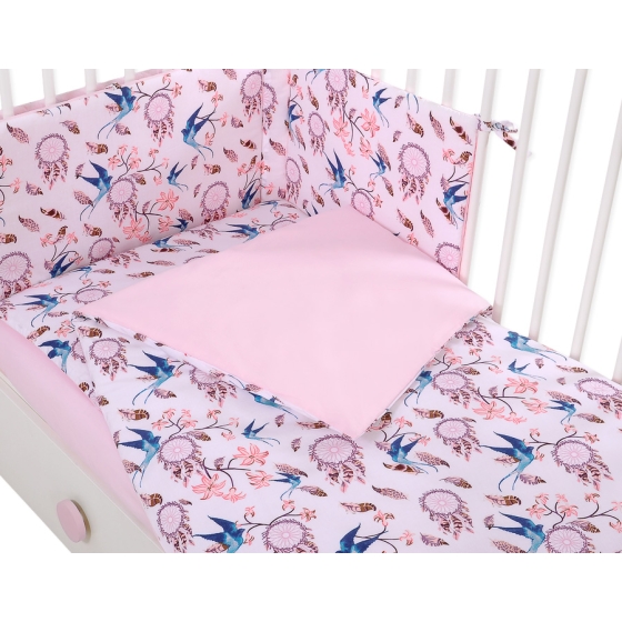 Bedding set for Baby Bed 2-pcs - swallows blue