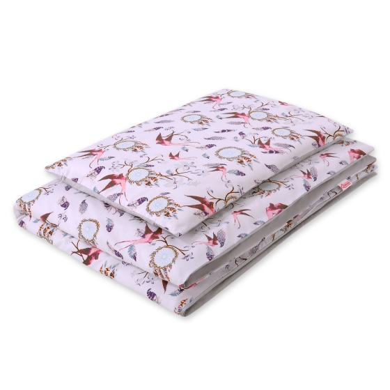 Bedding set for Baby Bed 2-pcs - swallows pink