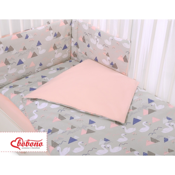 Bedding set for Baby Bed 2-pcs -Swans gray