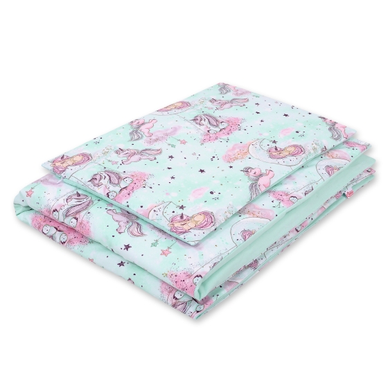 Bedding set for Baby Bed 2-pcs- unicorn mint