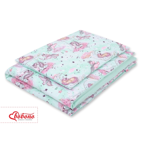 Bedding set for Baby Bed 2-pcs- unicorn mint