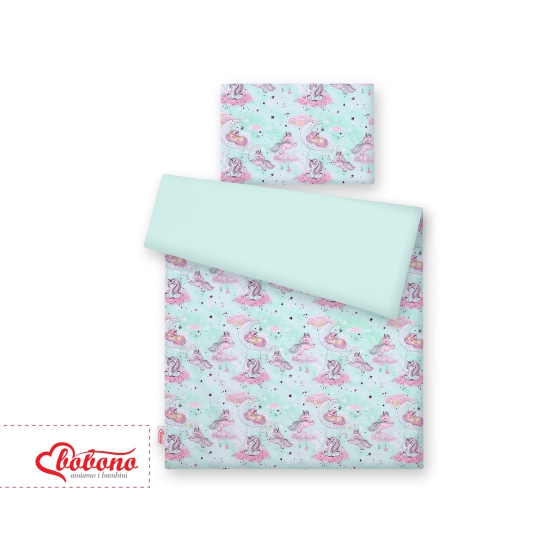 Bedding set for Baby Bed 2-pcs- unicorn mint