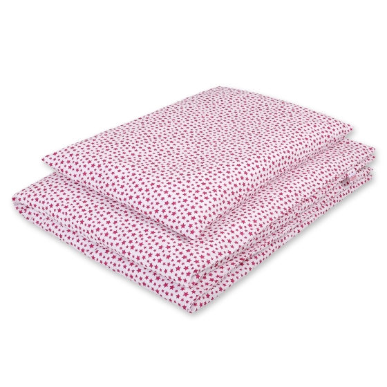 Bedding set for Baby Bed 2-pcs- white-wine red stars