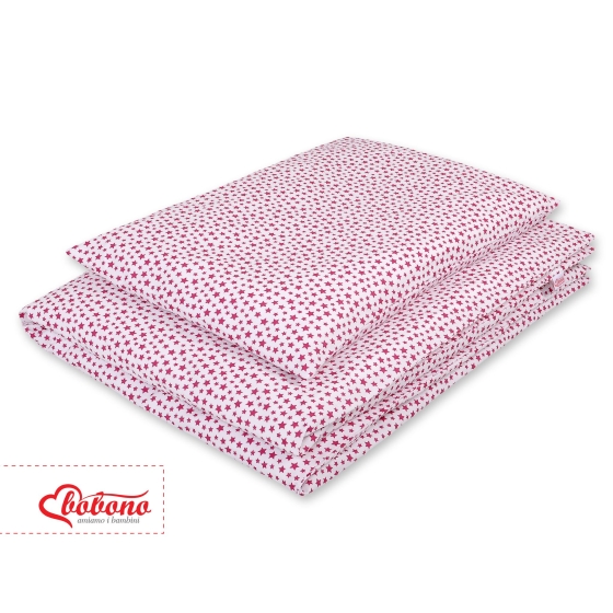 Bedding set for Baby Bed 2-pcs- white-wine red stars