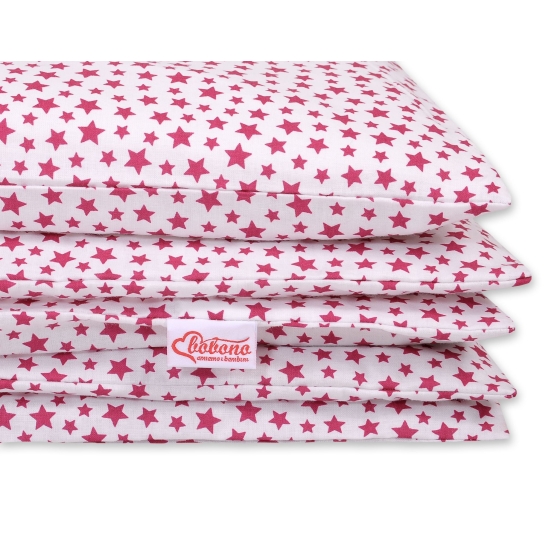 Bedding set for Baby Bed 2-pcs- white-wine red stars