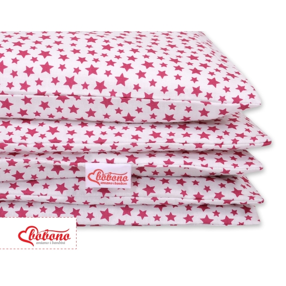Bedding set for Baby Bed 2-pcs- white-wine red stars