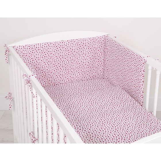 Bedding set for Baby Bed 2-pcs- white-wine red stars