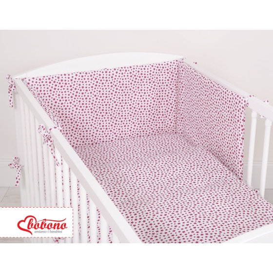 Bedding set for Baby Bed 2-pcs- white-wine red stars