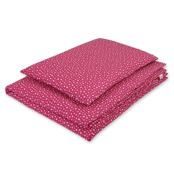 Bedding set for Baby Bed 2-pcs- wine red stars