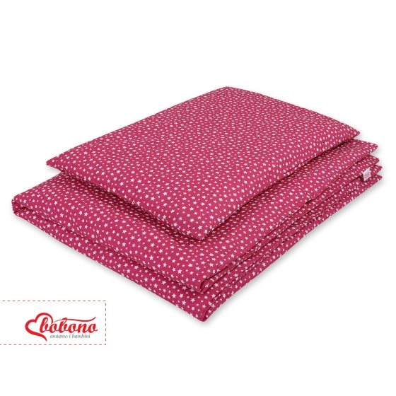 Bedding set for Baby Bed 2-pcs- wine red stars