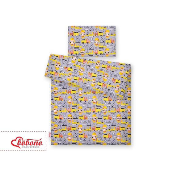 Bedding set for Baby Bed 2-pcs - yellow excavators