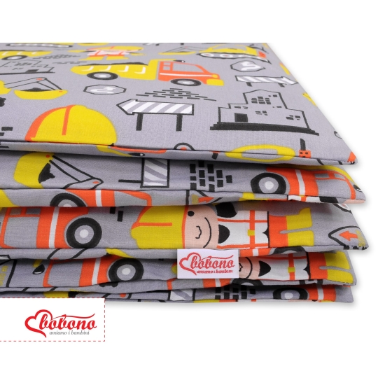 Bedding set for Baby Bed 2-pcs - yellow excavators