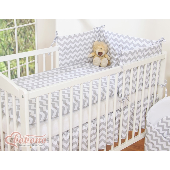Bedding set for Baby Cot 3-pcs- chevron Gray