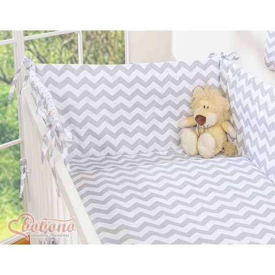 Bedding set for Baby Cot 3-pcs- chevron Gray